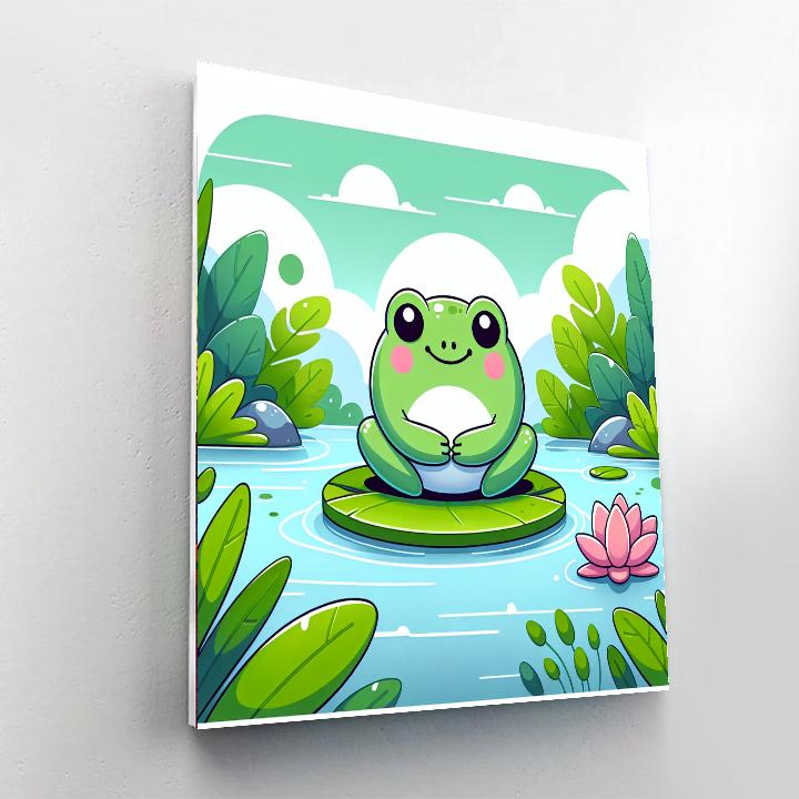 Charming Frog Pond Painting By Numbers Kit