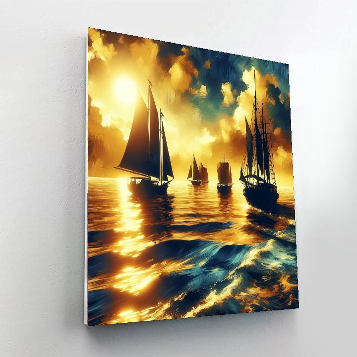 Sailing Through Golden Horizons Paint By Color
