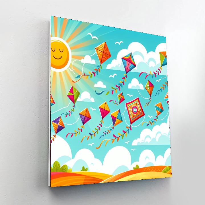 The Colorful Kite Adventure DIY Paint By Numbers
