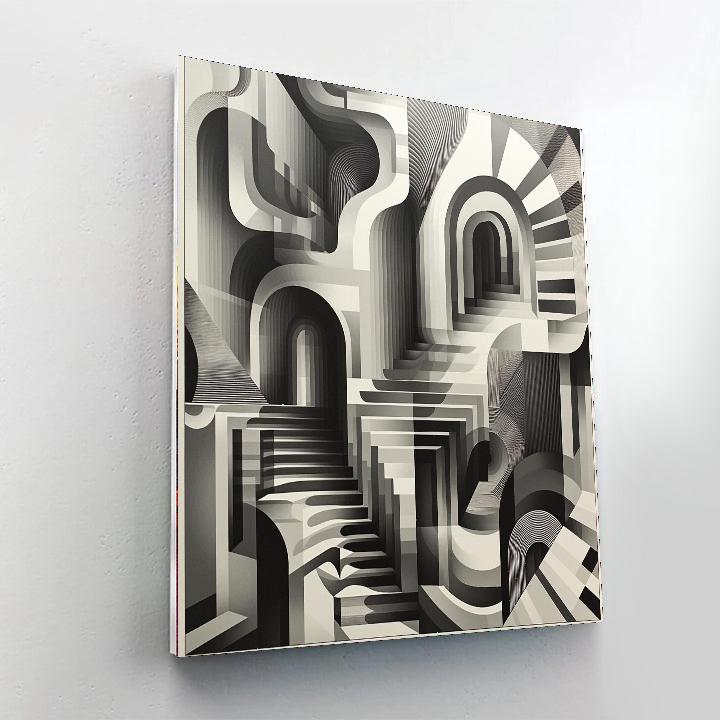 M.C. Escher Inspired Challenging Perceptions  Numbered Painting Kits