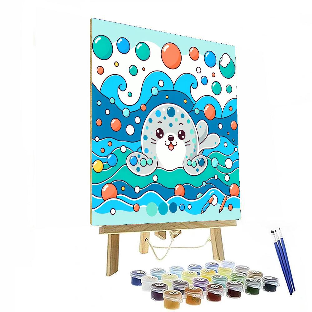 Playful Seal's Splash Number Painting