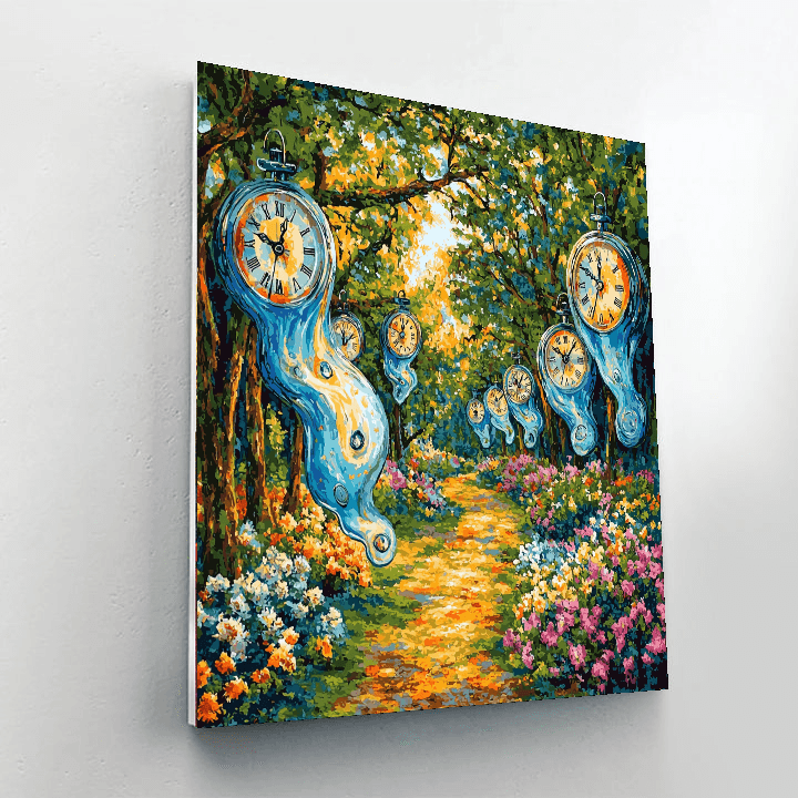Salvador Dali Inspired Surrealist Clock Garden  Paint By Numbers Art