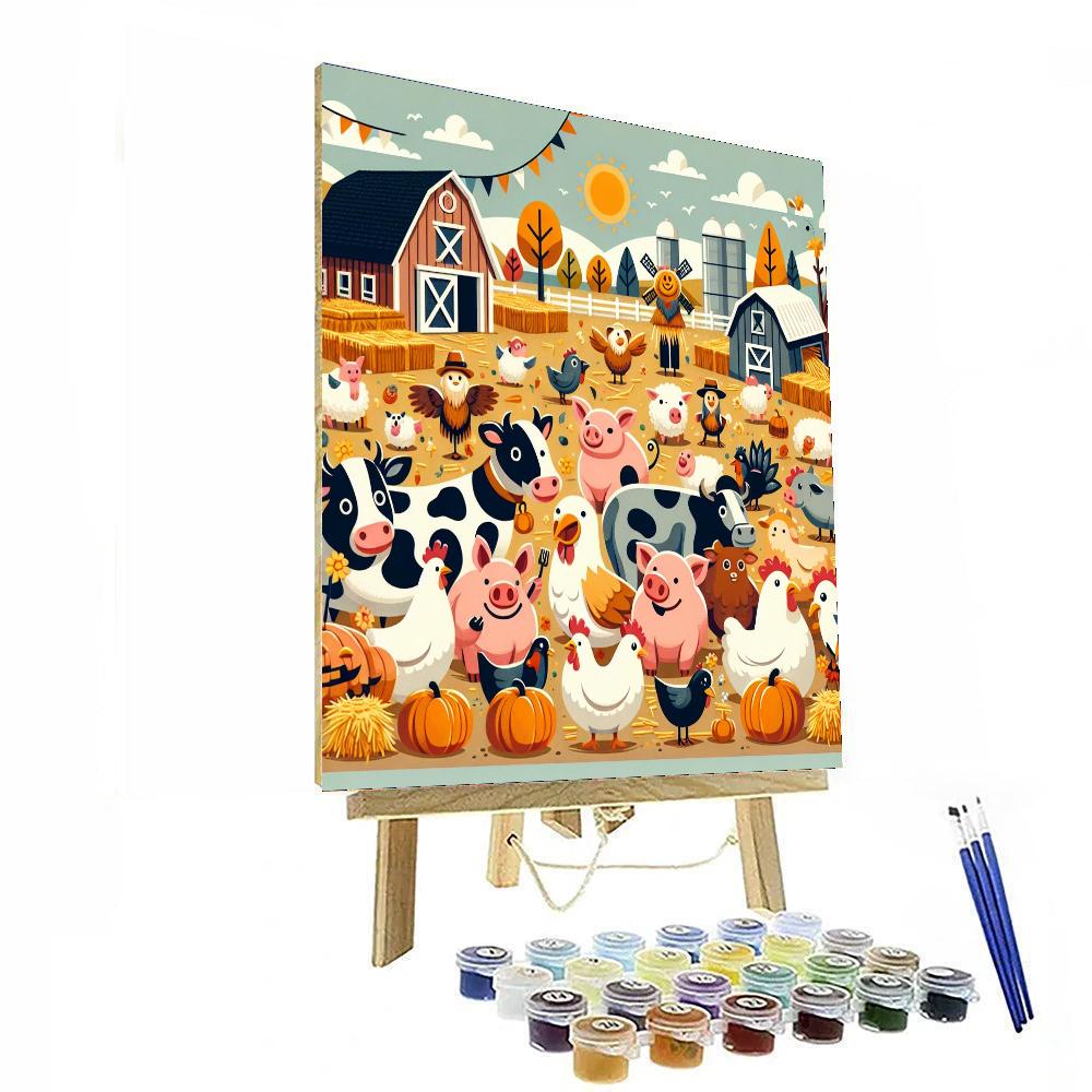 Festive Farmyard Frolic Paint By Numbers Art