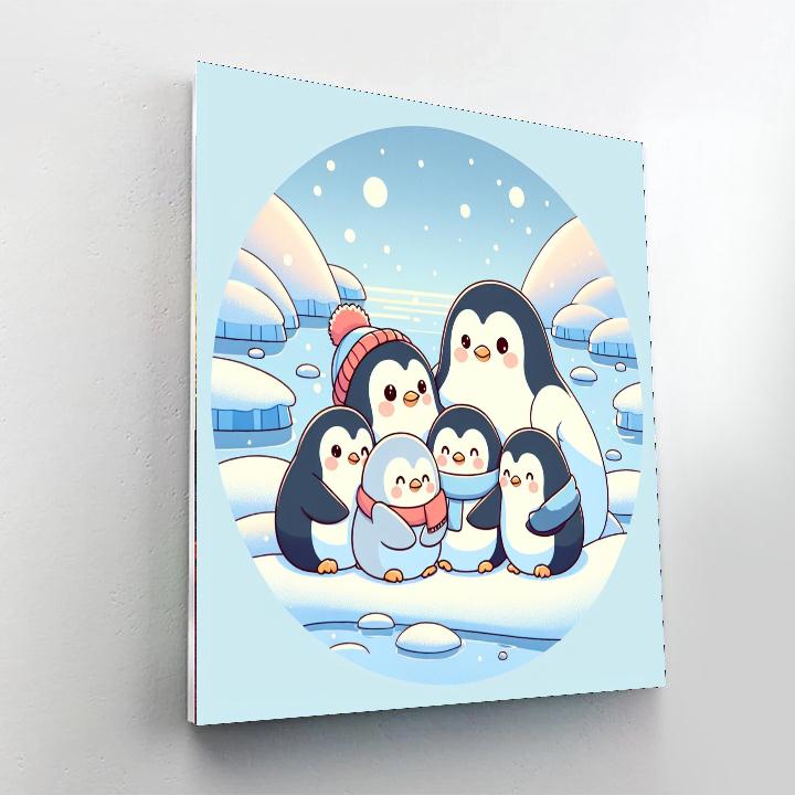 Snug Penguin Snowscape Number Painting