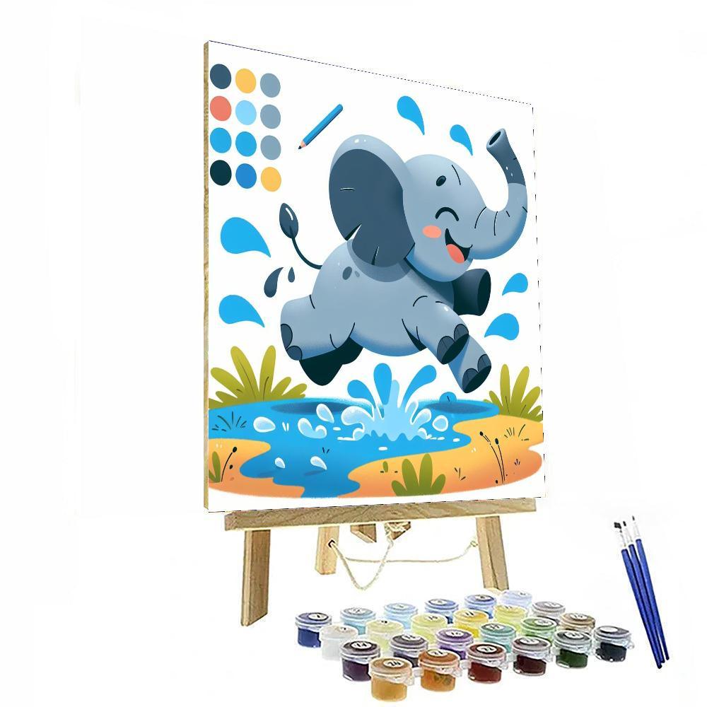 Playful Elephant Splash Paint By Number