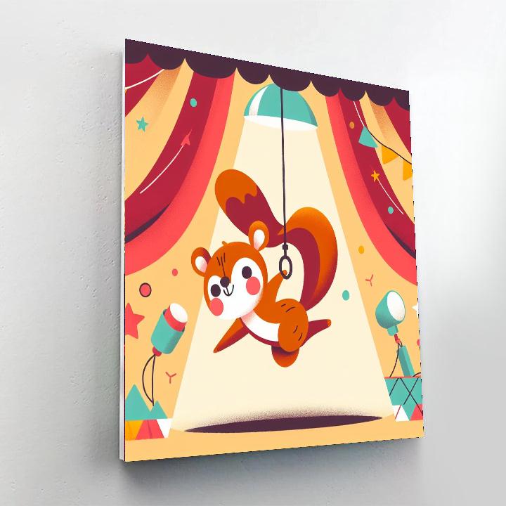 Circus Acrobat Squirrel Number Painting