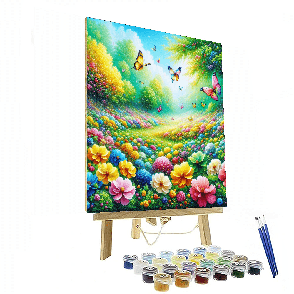 Radiant Butterfly Meadow Number Painting
