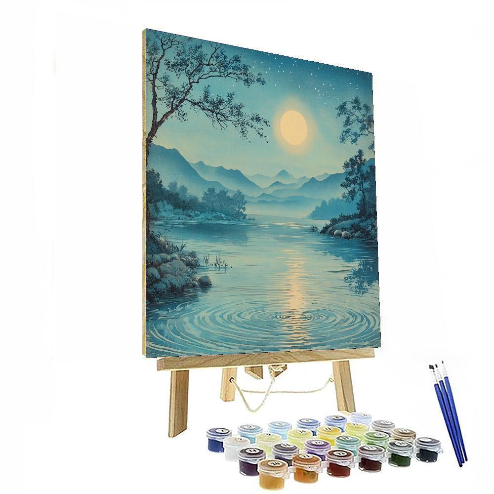 Utagawa Hiroshige Inspired Mystical Moonlit Waters  Number Painting