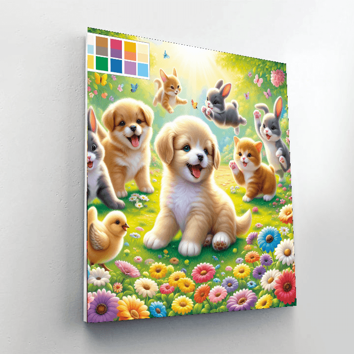 Sweet Baby Animals At Play Paint By Number