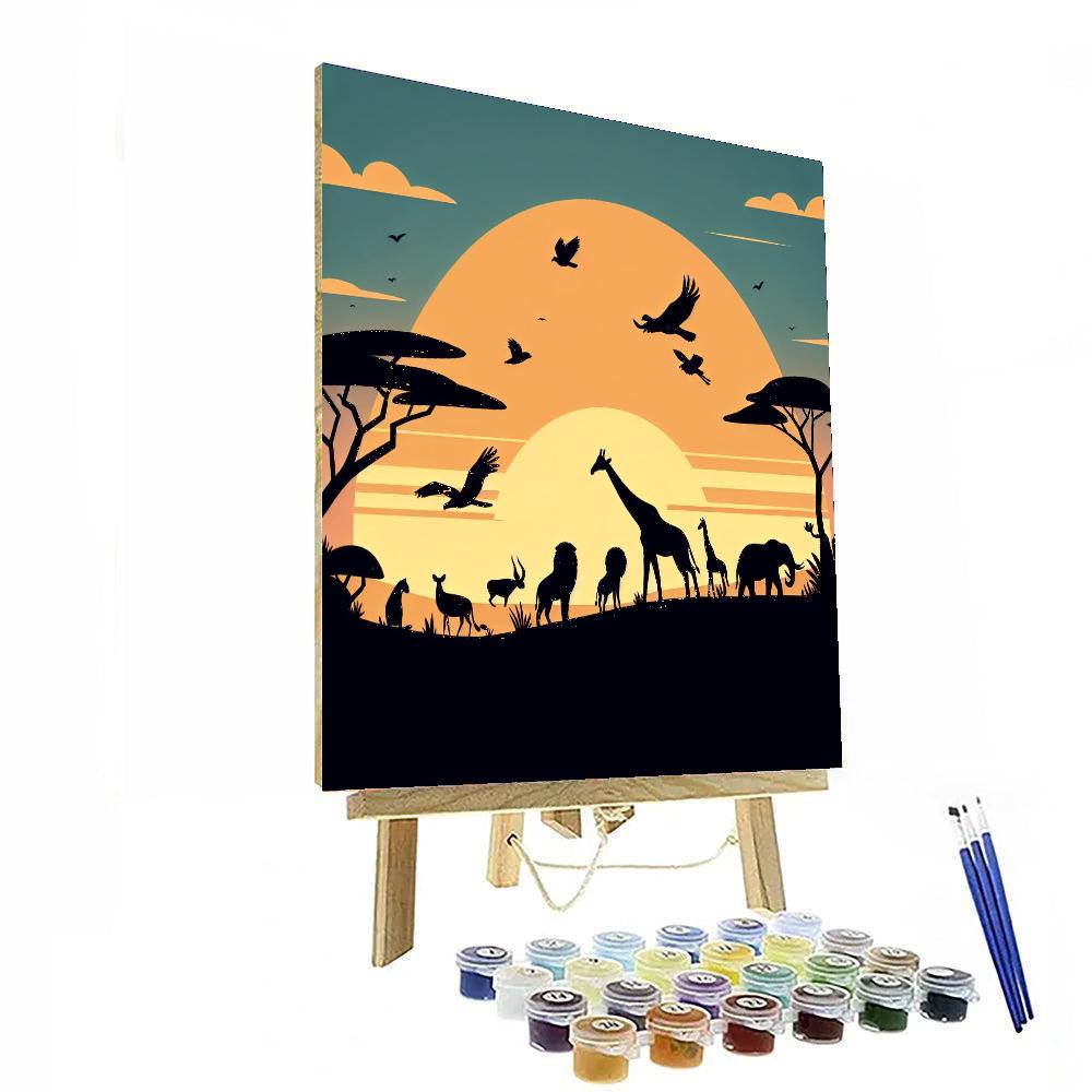 Silly Silhouette Safari Paint By Numbers Art