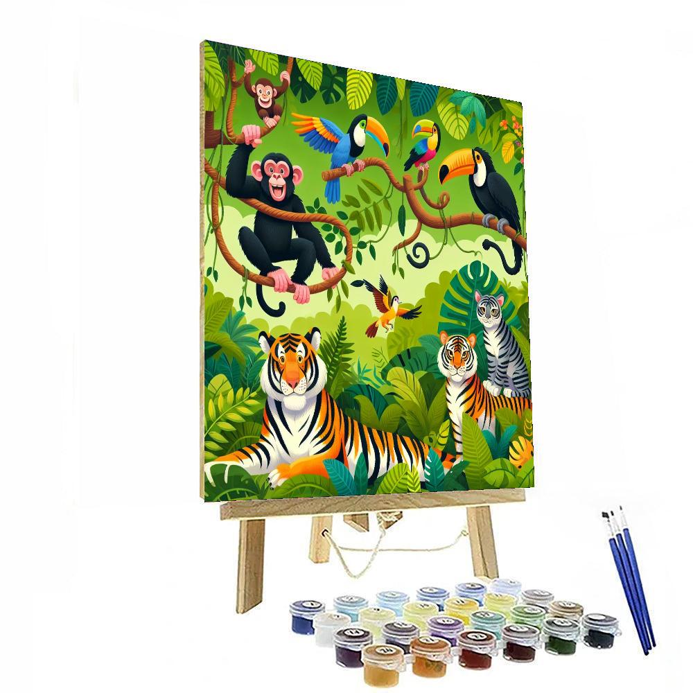 Jungle Adventure With Wild Animals Number Painting
