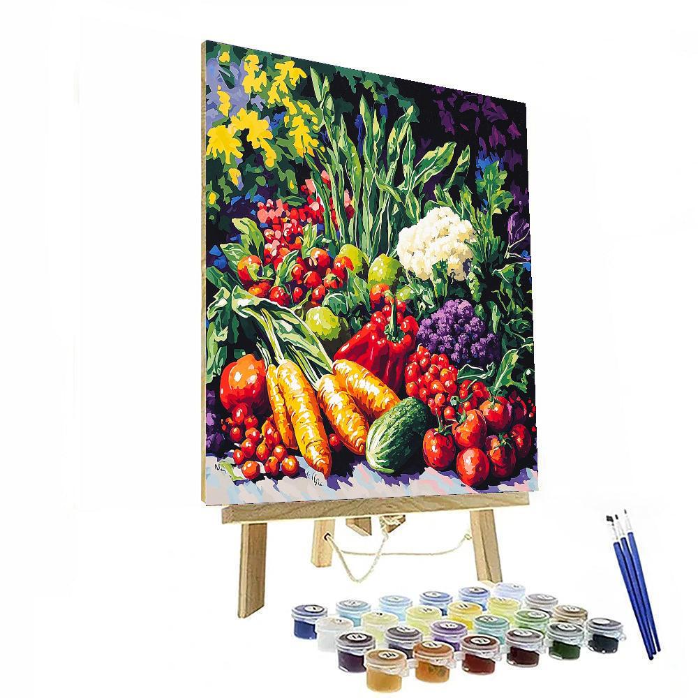 Gauguin Inspired Vibrant Vegetable Medley  Number Painting