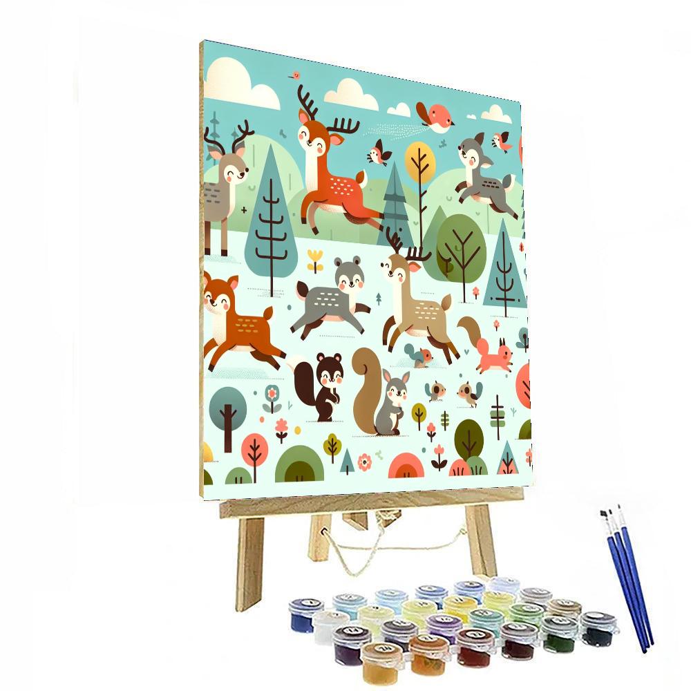 Woodland Creatures Parade Paint By Numbers Art