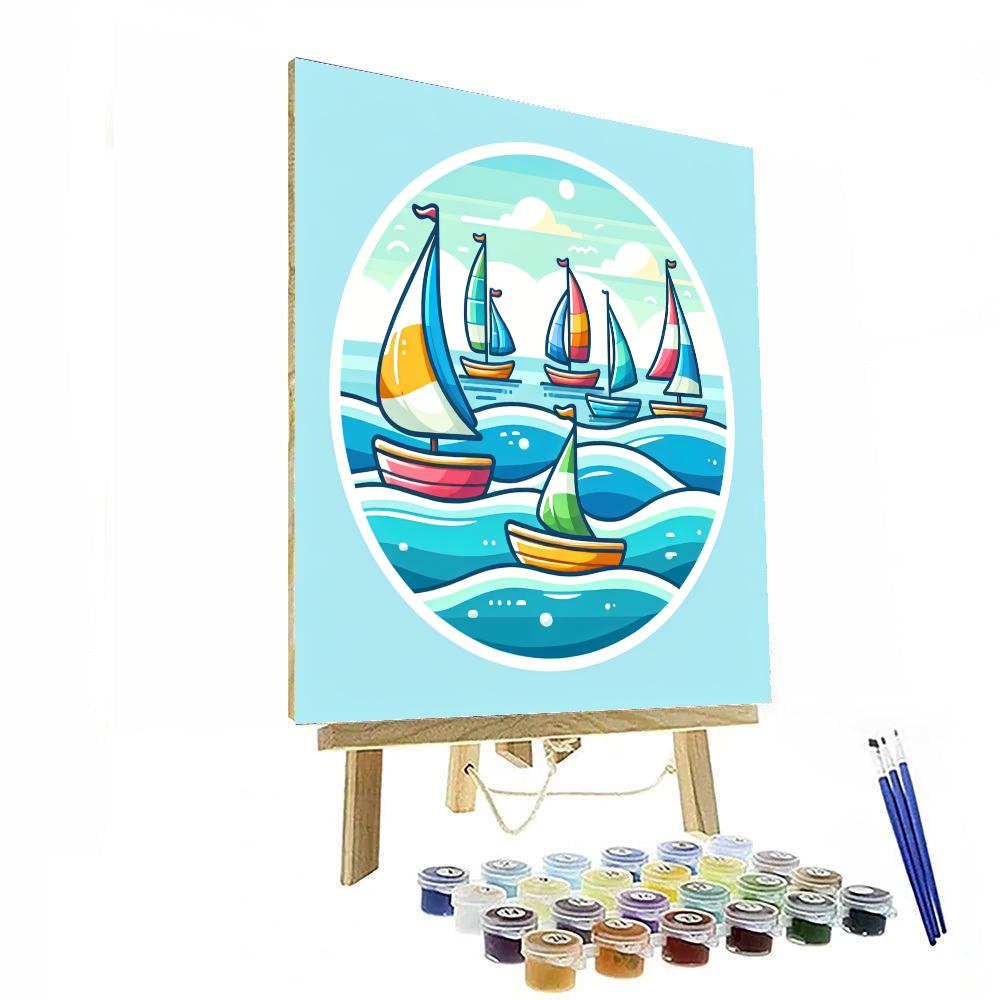 Ocean Waves And Sailboats Paint By Numbers Art