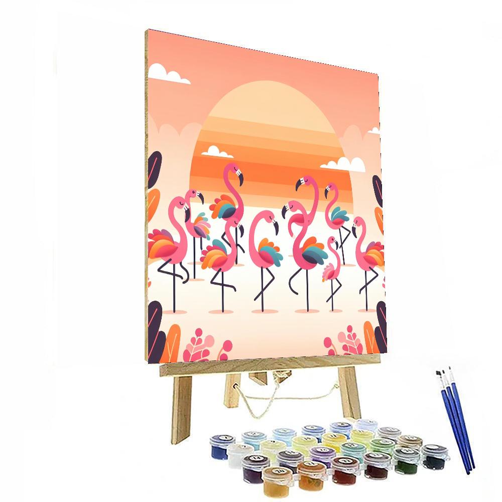 Festive Flamingo Fiesta Number Painting