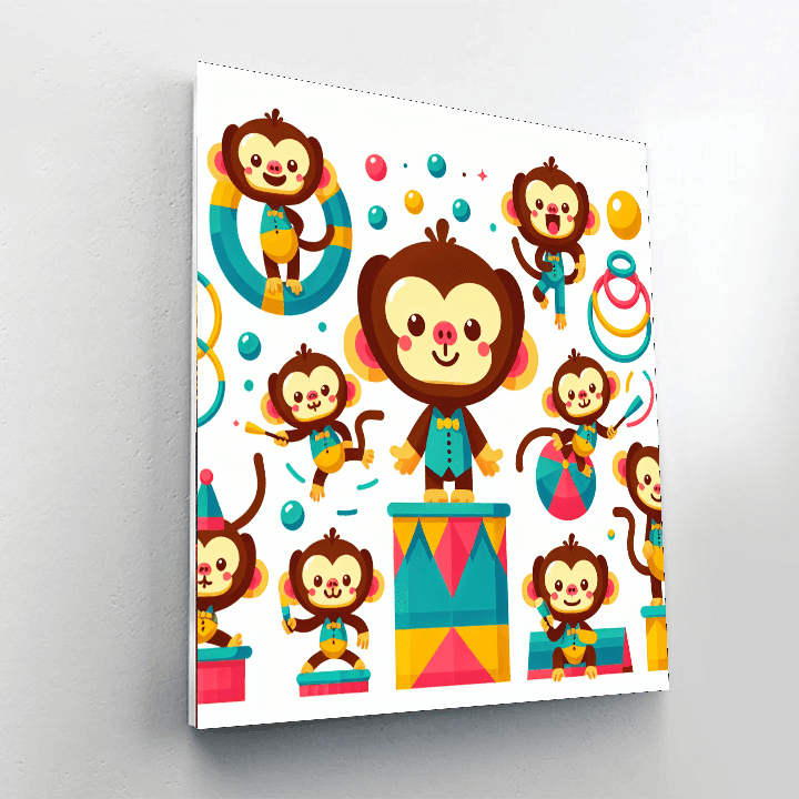 Mischievous Monkey Circus Number Painting