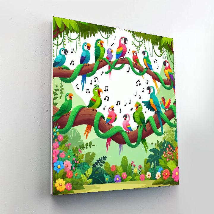 Jungle Parrot Parade Number Painting