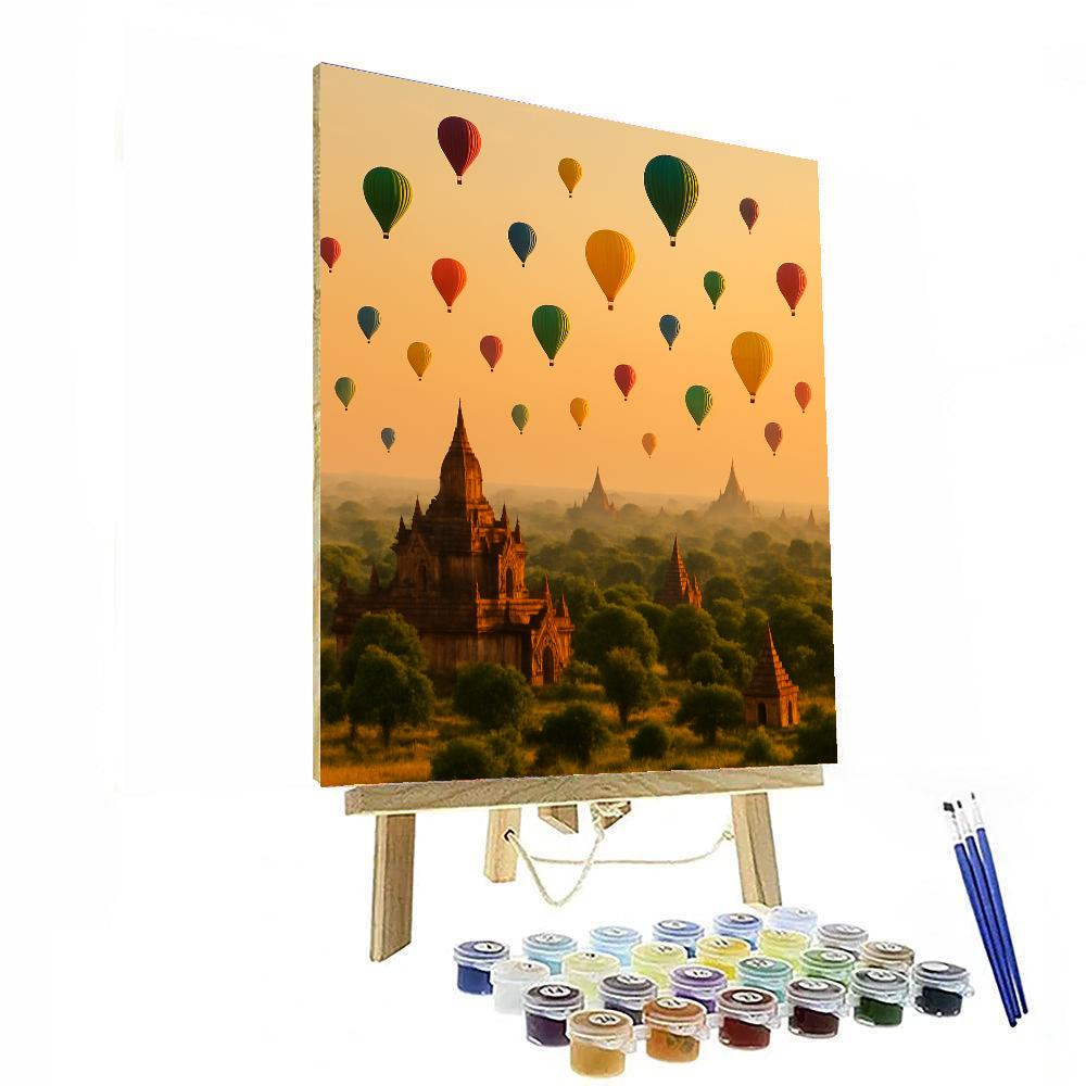 Ballooning Around Bagan - Myanmar Painting Number Kit