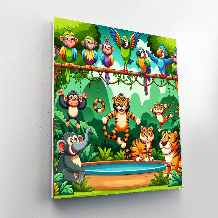 Joyful Jungle Gymnastics Painting Number Kit
