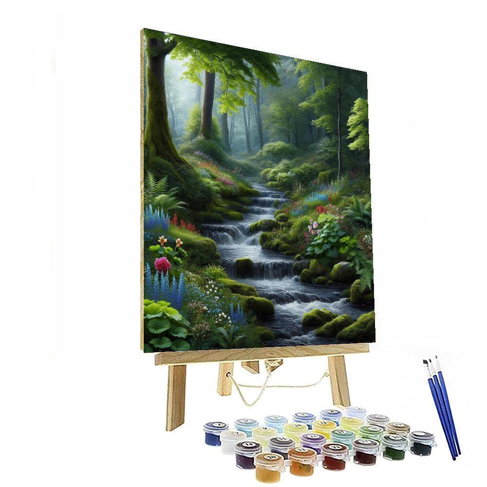 Bubbling Stream In The Woods Numbered Painting Kits