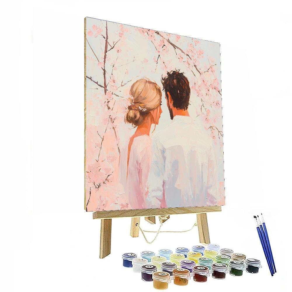 Mom's Hug Under Cherry Blossoms Paint By Numbers