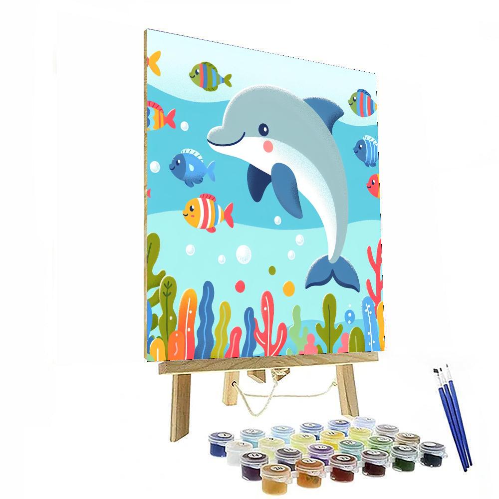 Friendly Underwater Dolphin Painting Number Kit
