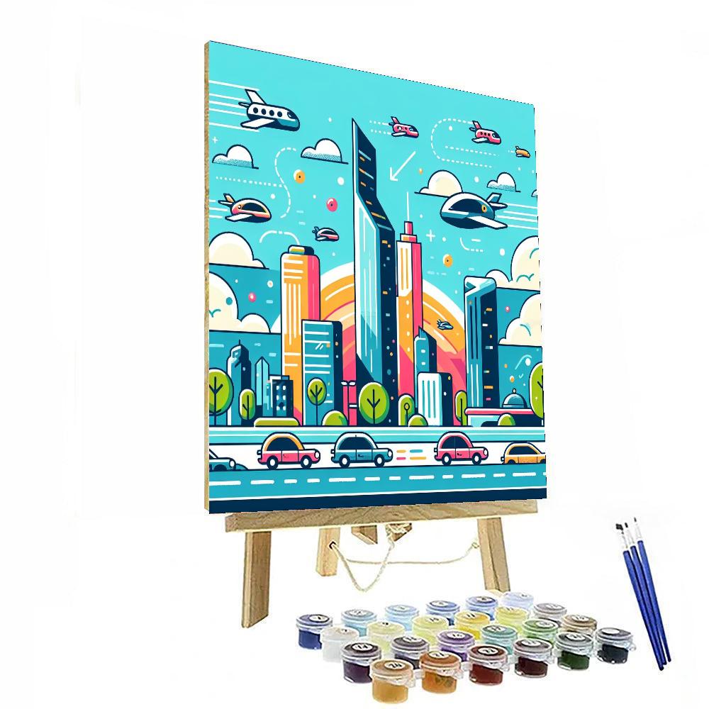 Futuristic Cityscape Journey Paint By Numbers Kits