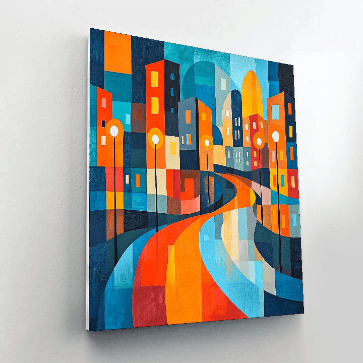 Picasso Inspired Cubist City Lights Serenade  Paint By Color
