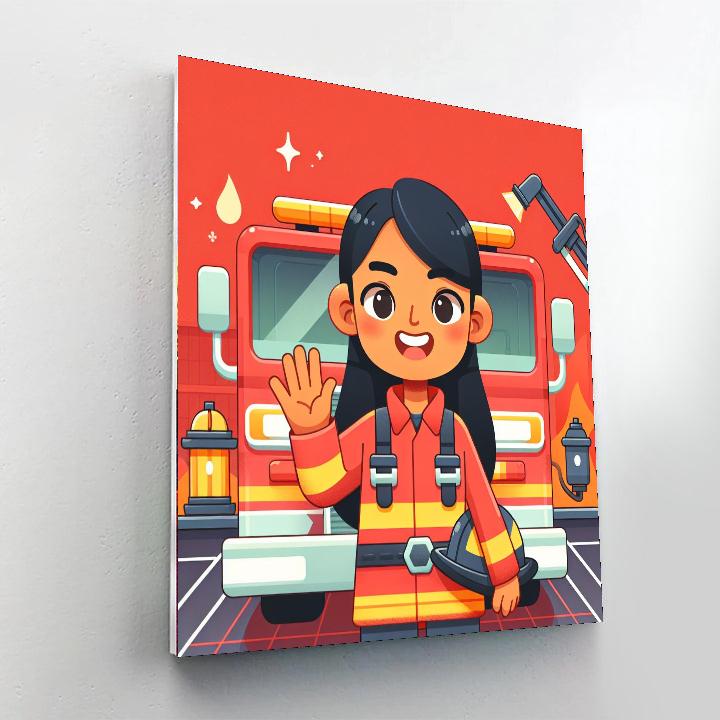Brave Firefighter's Rescue Number Painting