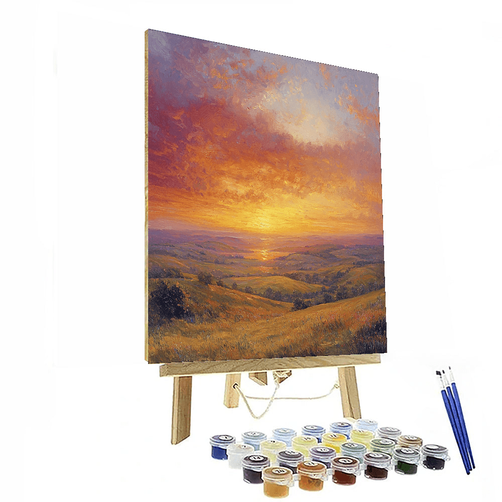 J.M.W. Turner Inspired Golden Sunset Over Hills - DIY Painting By Numbers Kit