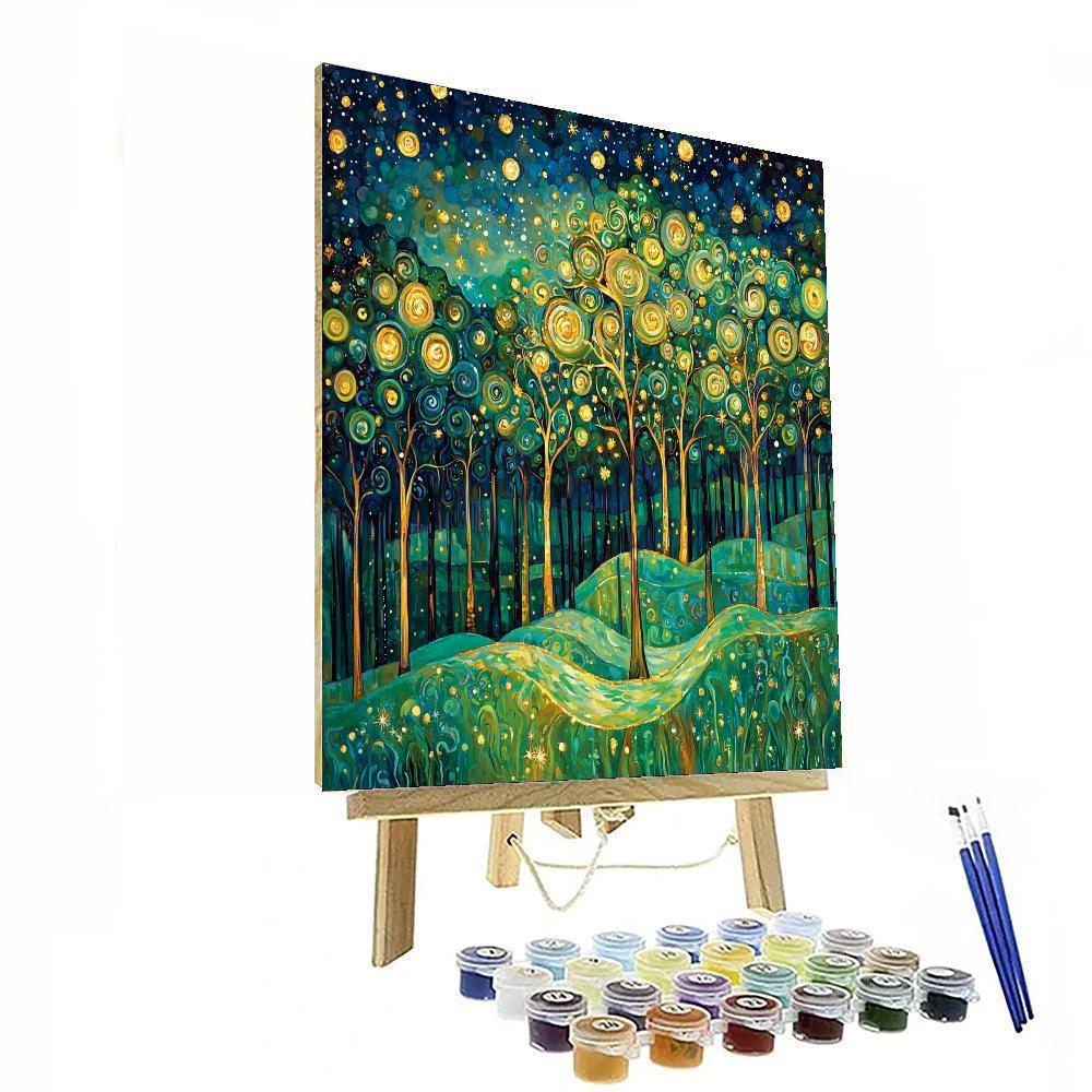 Gustav Klimt Inspired Mystical Forest Symphony  Paint By Color
