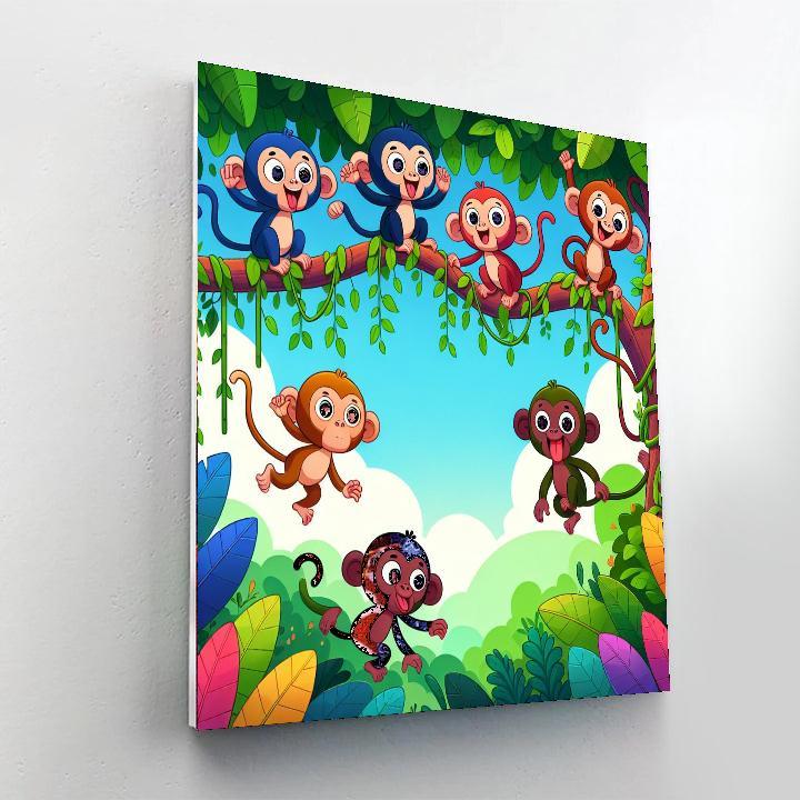 Mischievous Monkeys Paint By Color