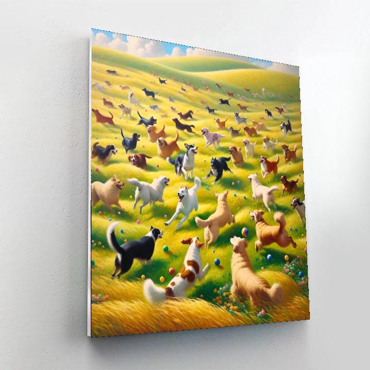 Dog's Playful Meadow Painting By Numbers Kit