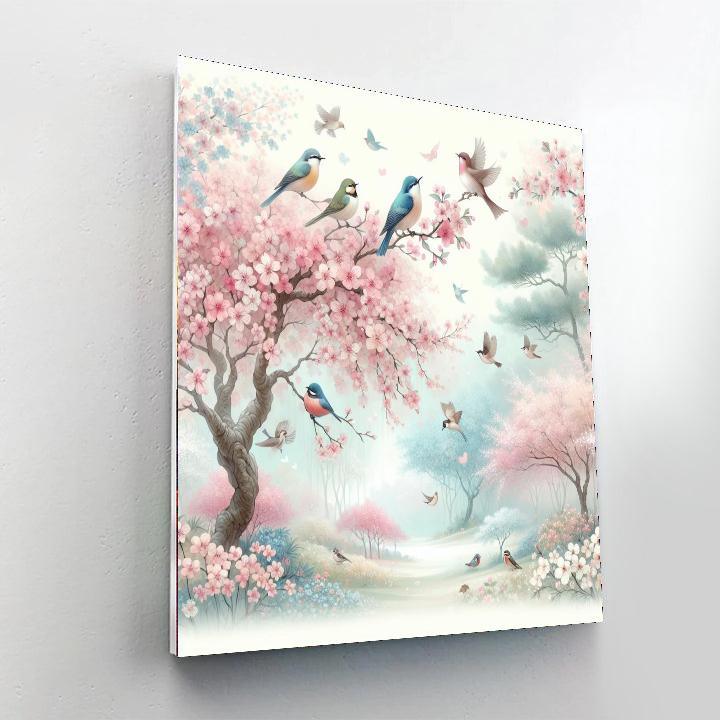 Spring Blossoms In Pastel Paint By Numbers Art