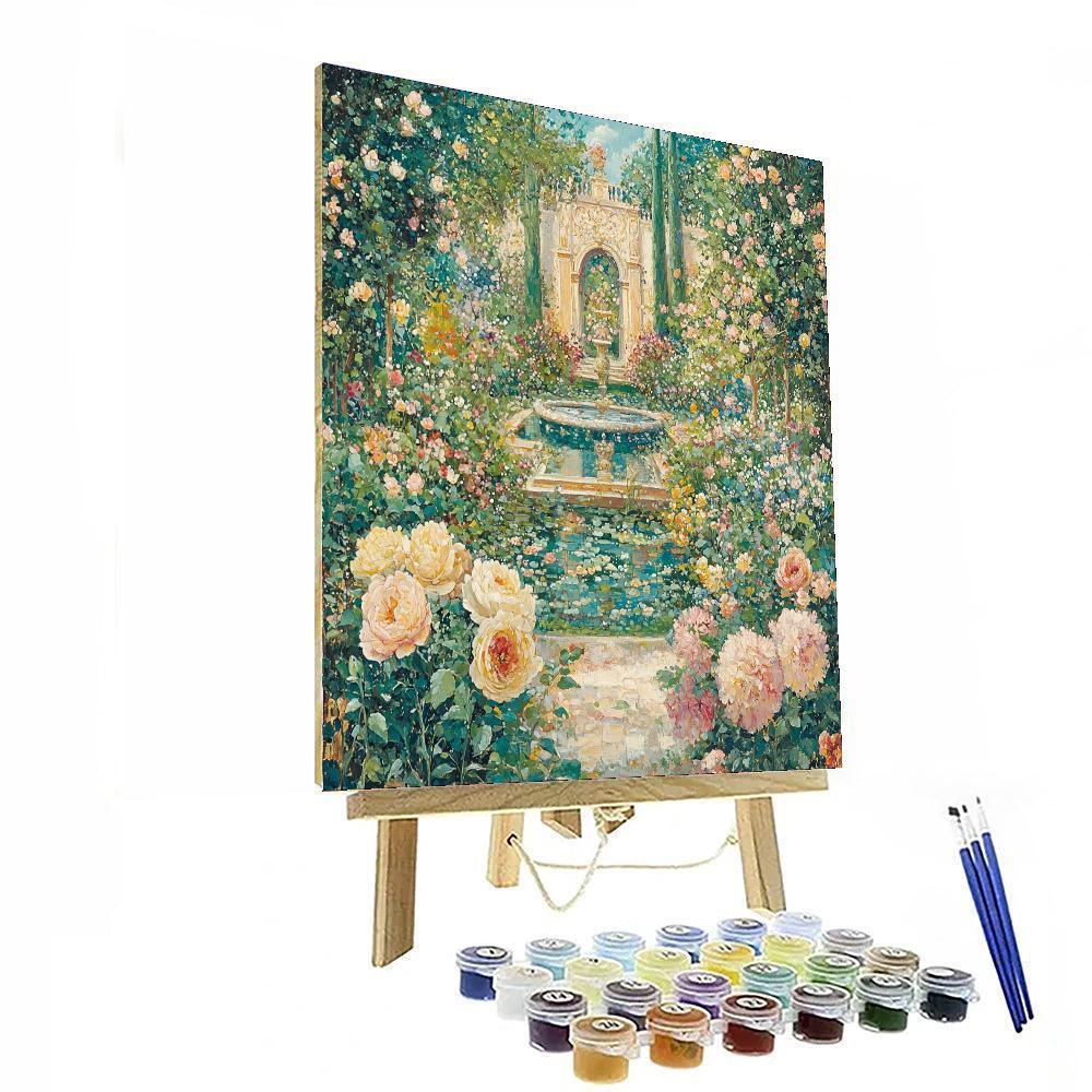 Jean-Honoré Fragonard Inspired Opulent Rococo Garden  Paint By Numbers