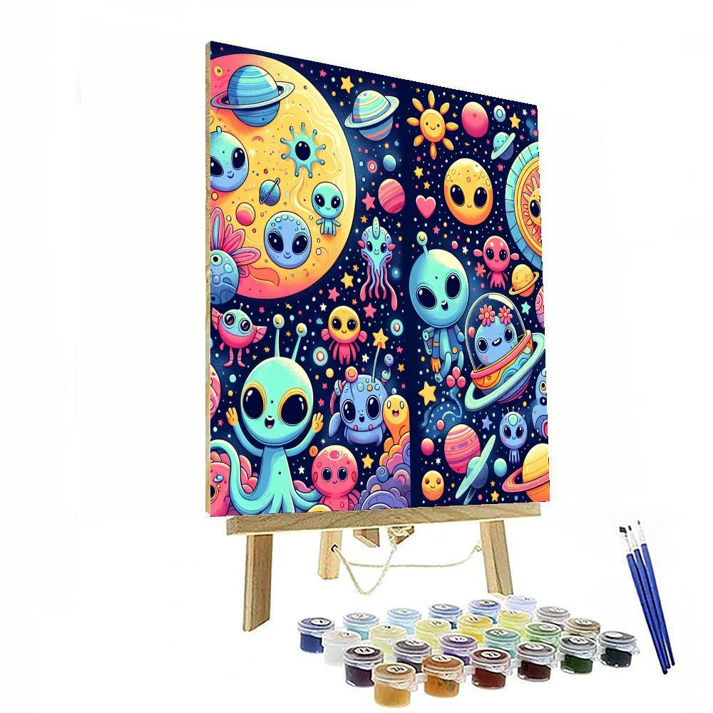 Outer Space Alien Adventures Painting Number Kit