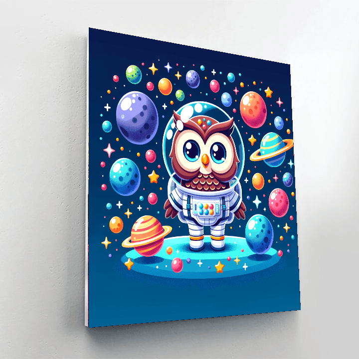 Space Explorer Owl Number Painting