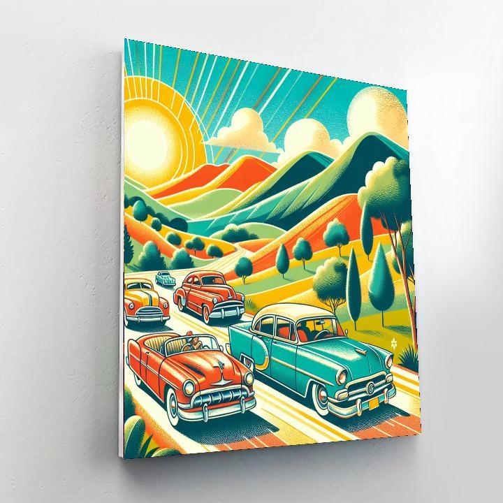 Retro Summer Road Trip Paint By Color