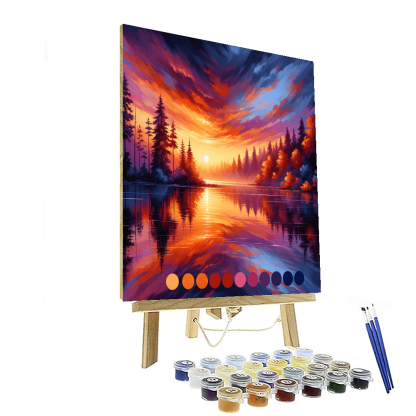 Sunset Over Lake Reflection Painting By Numbers Kit