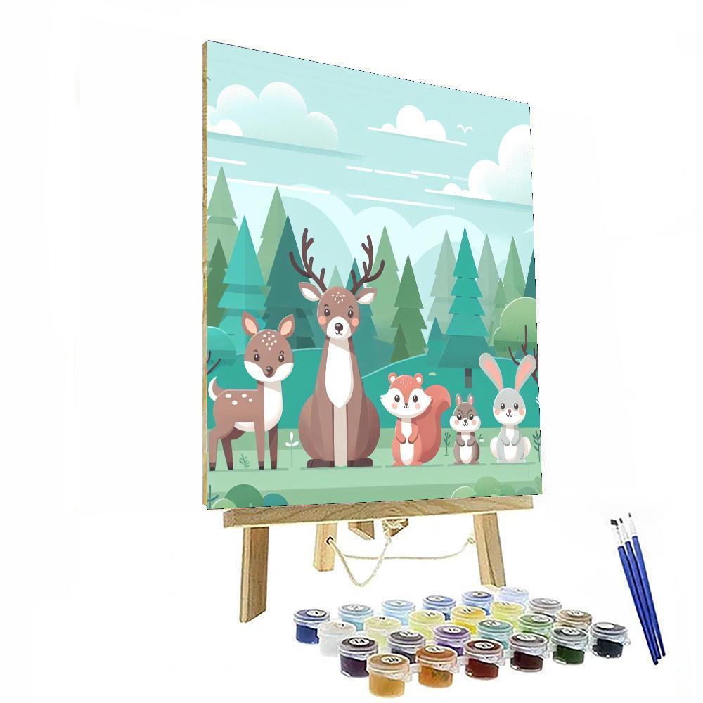Forest Animals Gathering Paint By Numbers Art