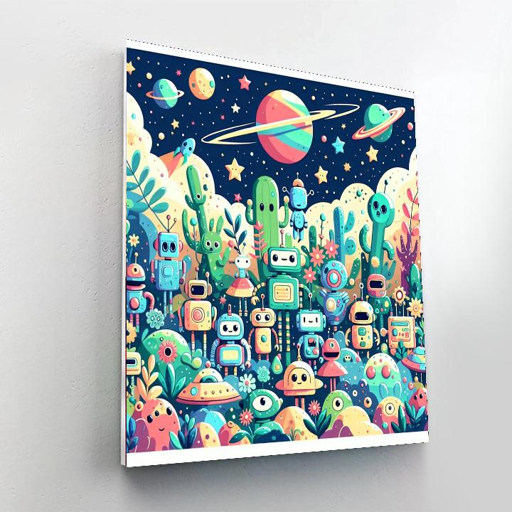 Joyful Robot Explorers Numbered Painting Kits