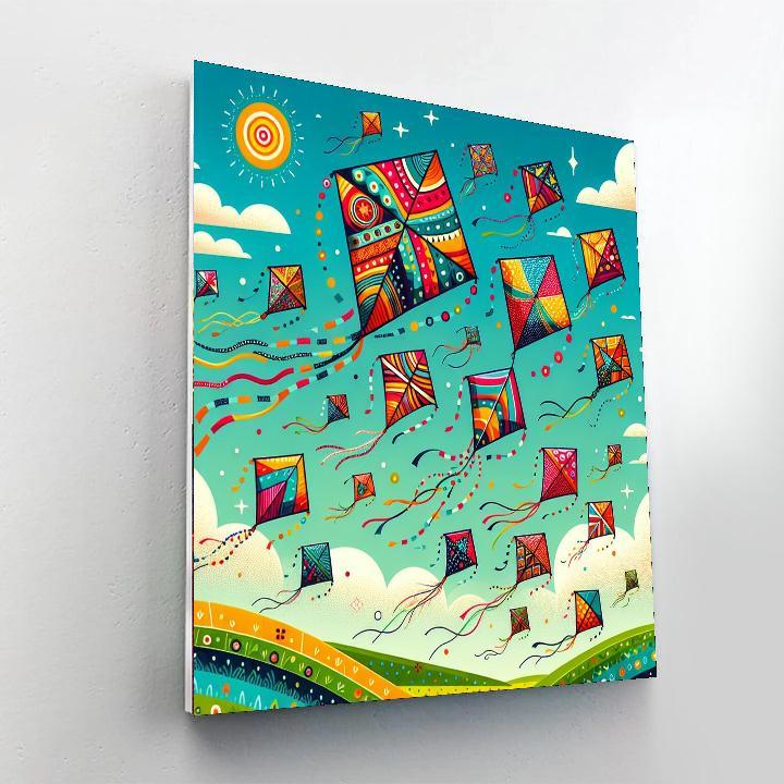Rainbow Adventure With Kites Painting By Numbers Kit