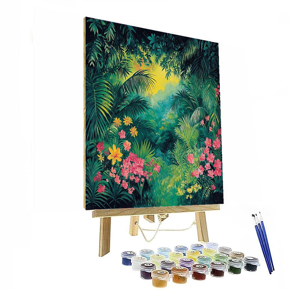 Henri Rousseau Inspired Vibrant Tropical Landscape  Paint By Numbers Kits