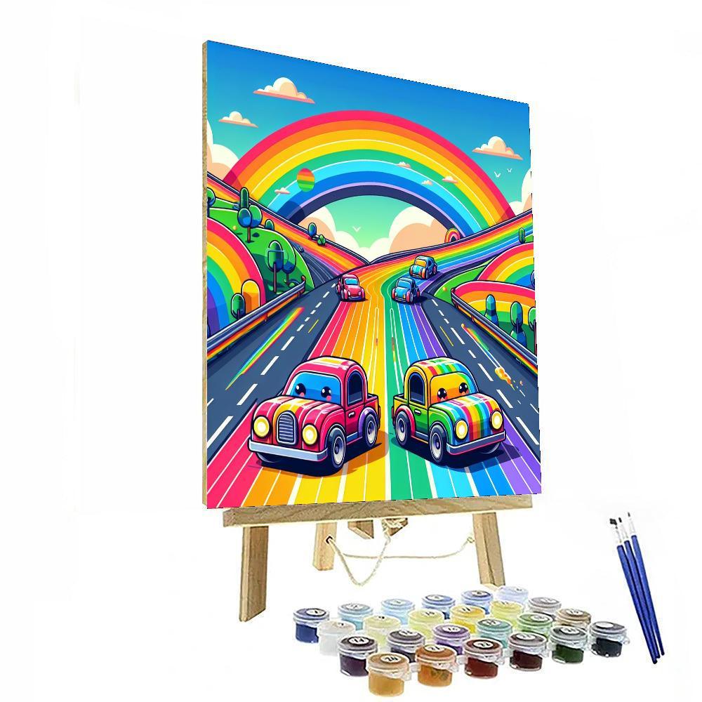Rainbow Racing Paint By Numbers Art