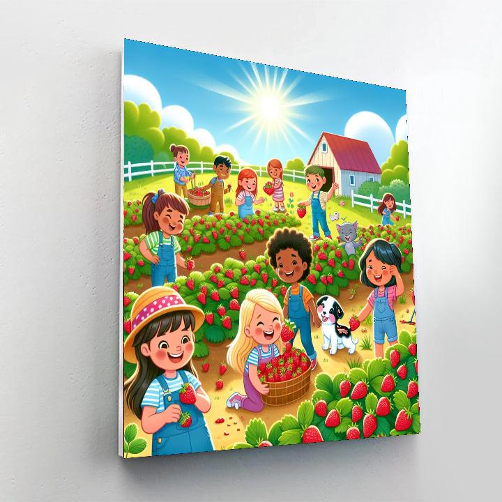 Sweet Strawberry Harvest Number Painting