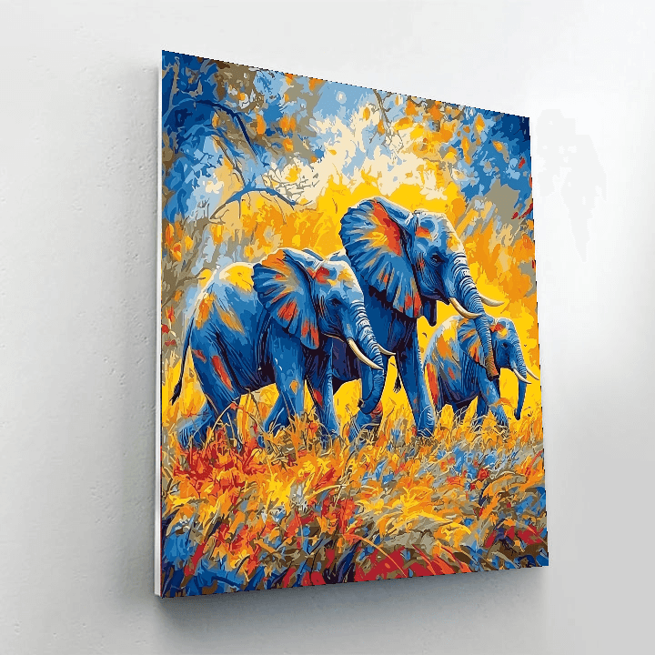 Franz Marc Inspired Majestic Elephants  Numbered Painting Kits