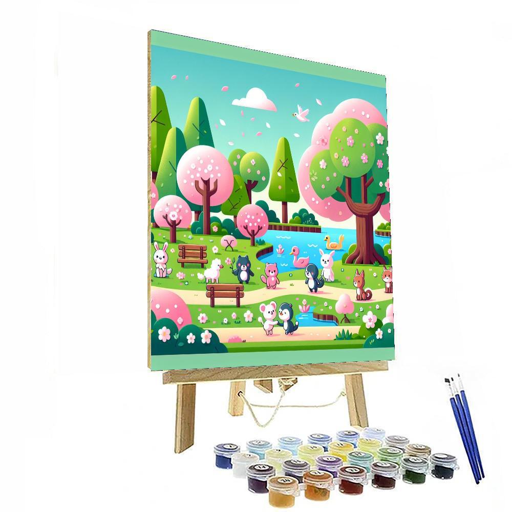 Charming Cherry Blossom Stroll Paint By Number