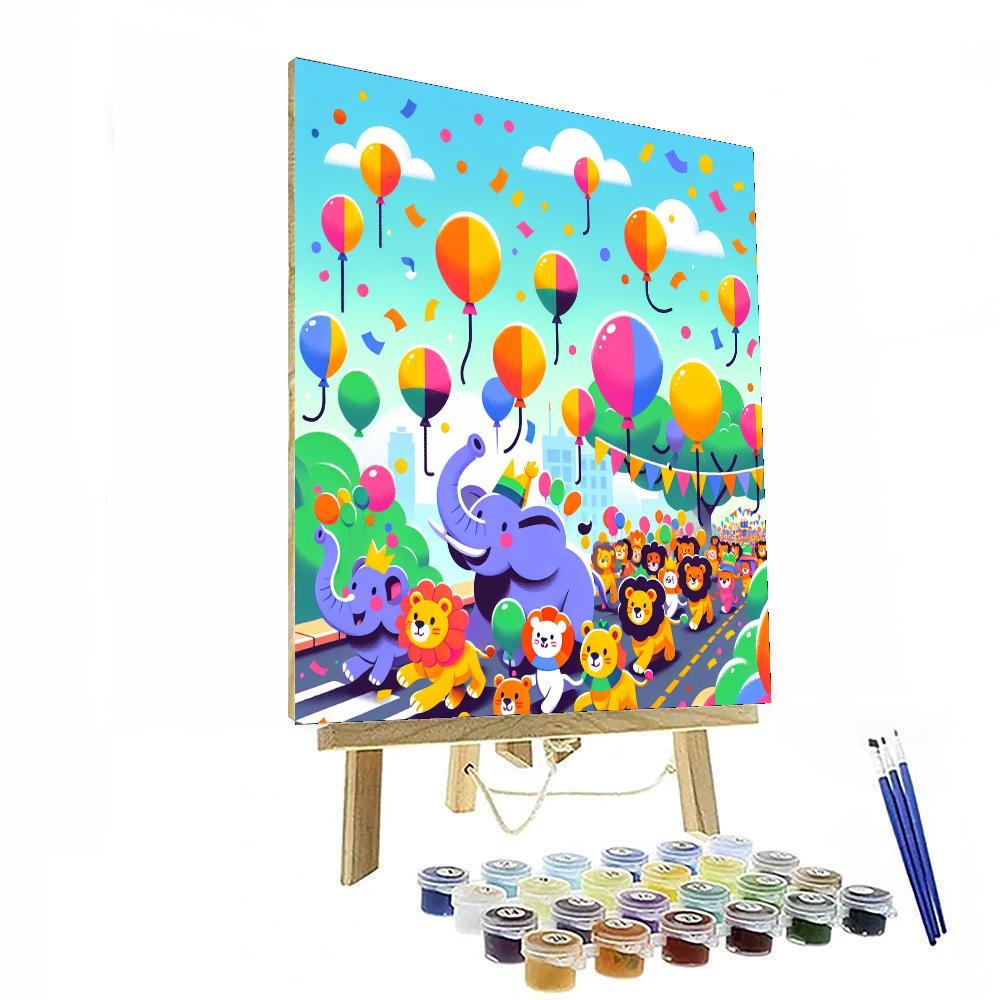 Cheery Animal Parade Painting Number Kit