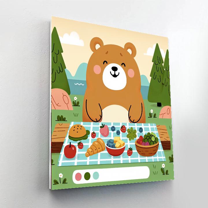 Forest Bear's Picnic Paint By Number