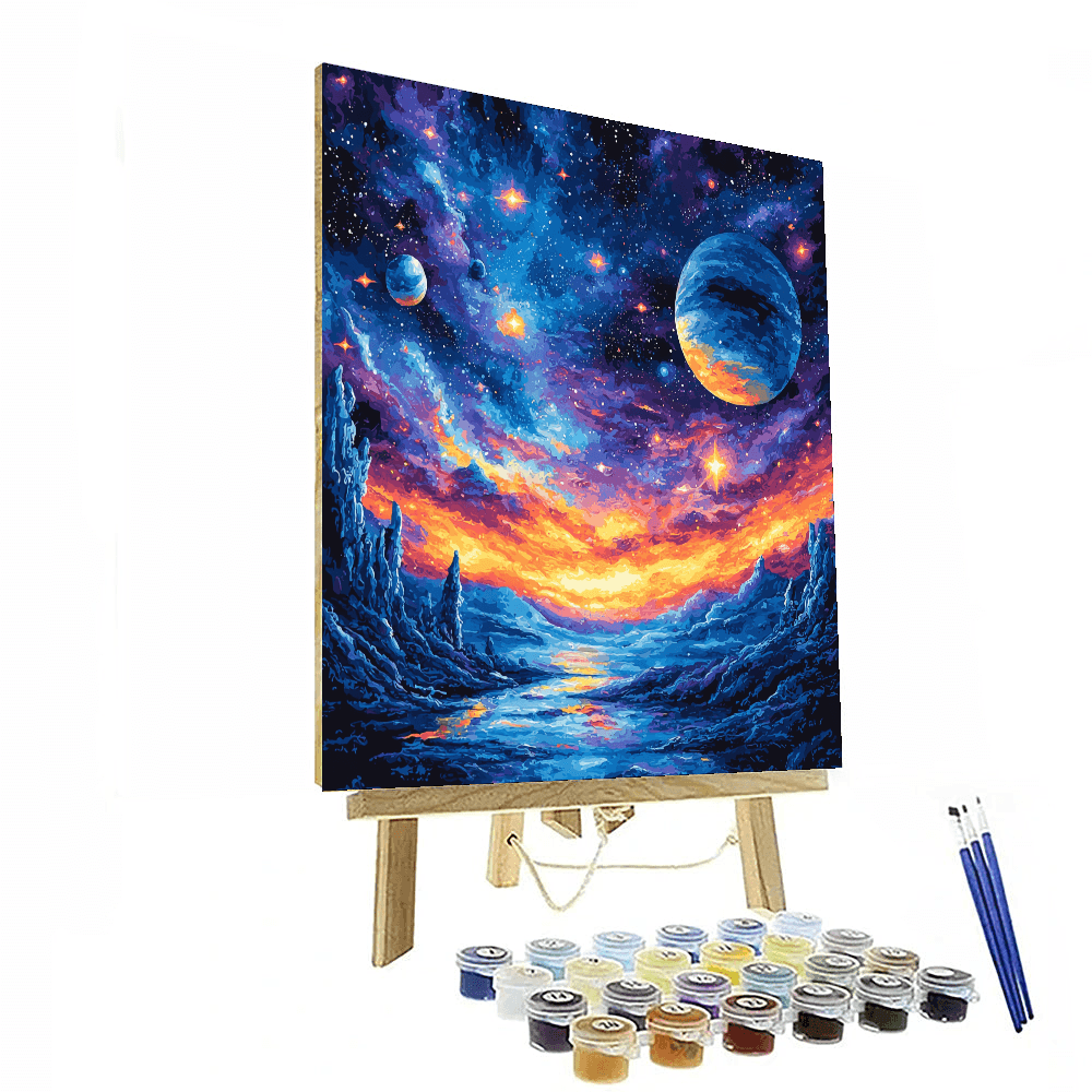 Modern Space Art Inspired Galactic Voyage - DIY Painting By Numbers Kit